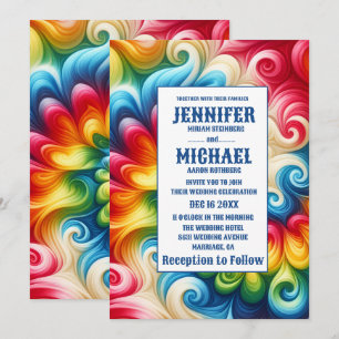 Invitation Cartons d'invitation de mariage tie dye psychédéli