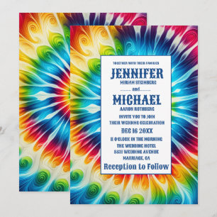 Invitation Cartons d'invitation de mariage tie dye psychédéli