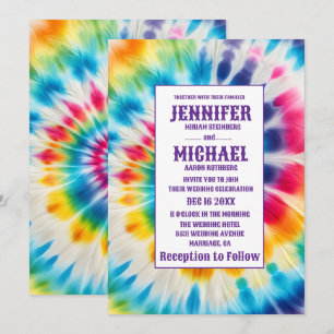 Invitation Cartons d'invitation de mariage tie dye psychédéli