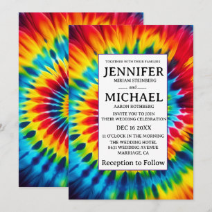 Invitation Cartons d'invitation de mariage tie dye psychédéli