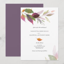 Cartons d'invitation de mariage violets pour l'aut