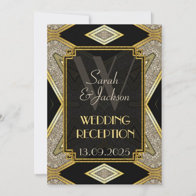 Invitation Cartons d'invitation de réception de mariage noir  (Devant)