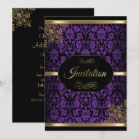 Cartons d'invitation DIY pour fête à motifs damass