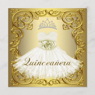 Invitation Cartons d'invitation élégants en or blanc pour Qui