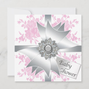 Invitation Cartons d'invitation Fille Bébé Fleurs Roses Roses