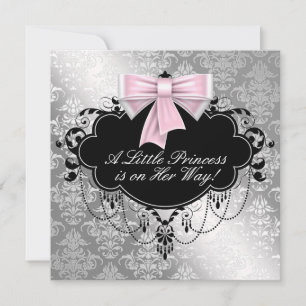 Invitation Cartons d'invitation Fille Rose Princesse pour Bab
