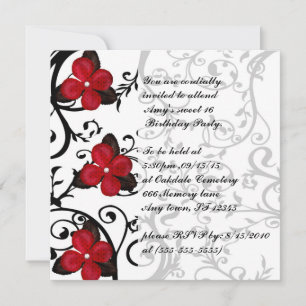 Invitation Cartons d'invitation gothique Fleurs Rouges pour 1