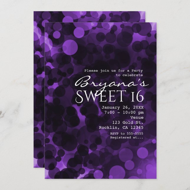 Invitation Cartons d'invitation moderne chic points violets e (Devant / Derrière)