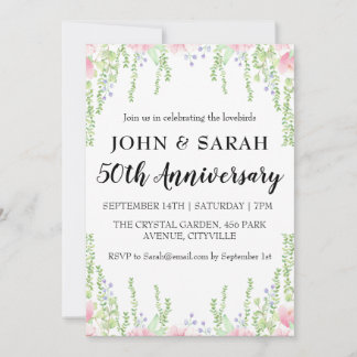 Invitation Cartons d'invitation modernes floraux pour les 50