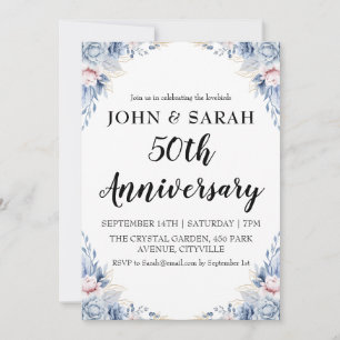 Invitation Cartons d'invitation modernes floraux pour les 50 