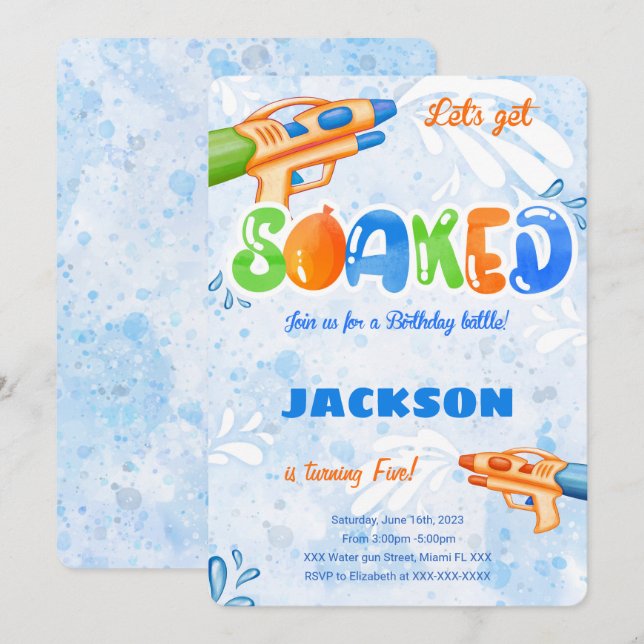 Invitation Cartons d'invitation modifiables pour pistolet à e (Devant / Derrière)