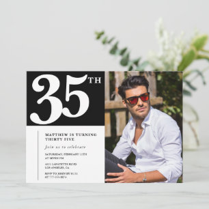 Invitation Cartons d'invitation noir et blanc pour 35e annive