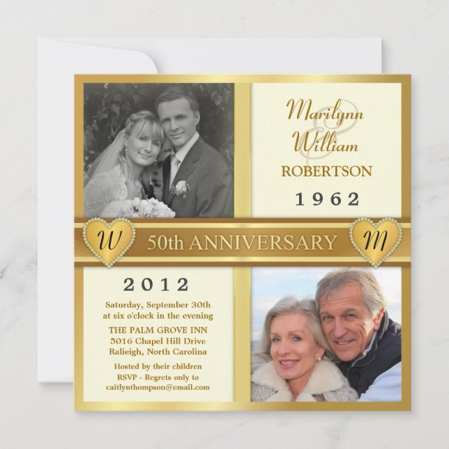 Invitation Cartons d'invitation photo pour les 50 ans de mari (Devant)