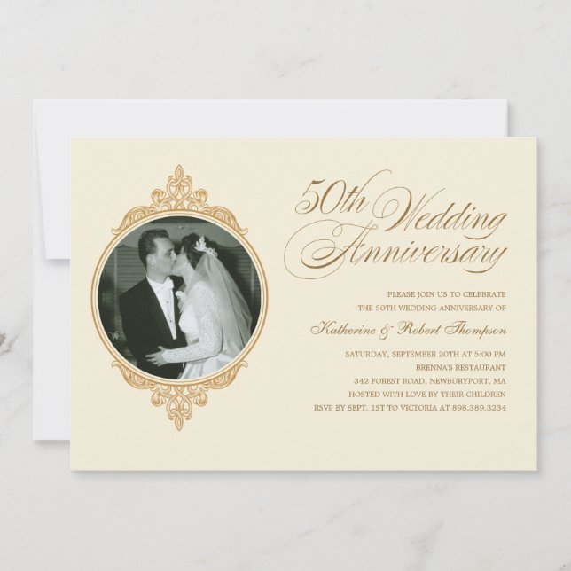 Invitation Cartons d'invitation photo pour un 50e anniversair (Devant)