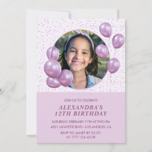 Invitation Cartons d'invitation pour 12 ans Ballons Photo Vio