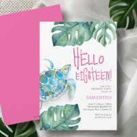 Cartons d'invitation pour 18 ans avec Tortue de Me