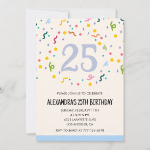 Invitation Cartons d'invitation pour 25 ans avec Confetti