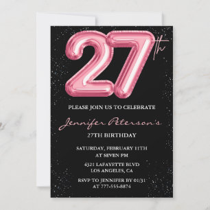 Invitation Cartons d'invitation pour 27e anniversaire Rose Ba