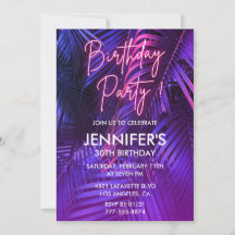 Cartons d'invitation pour 30 ans de fête luau Rose