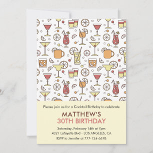 Invitation Cartons d'invitation pour 30 ans motif cocktail
