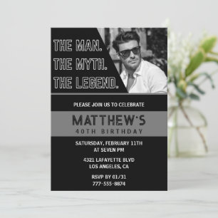 Invitation Cartons d'invitation pour 40 ans Black The Man The