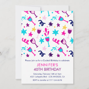 Invitation Cartons d'invitation pour 40e anniversaire Cocktai
