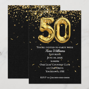 Invitation Cartons d'invitation pour 50 ans avec ballons en f