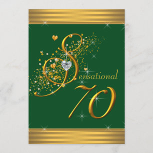 Invitation Cartons d'invitation pour 70e anniversaire vert et
