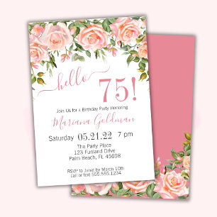 Invitation Cartons d'invitation pour 75e anniversaire Fleurs