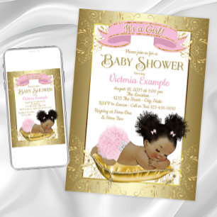 Invitation Cartons d'invitation pour Baby Shower Afro-América