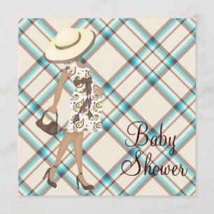 Invitation Cartons d'invitation pour Baby Shower Brun Turquoi