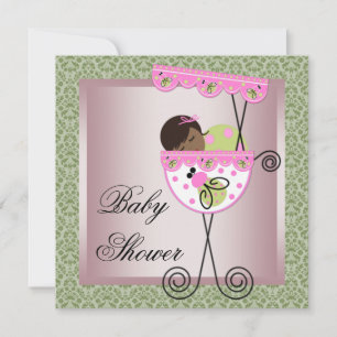 Invitation Cartons d'invitation pour Baby Shower fille en ros