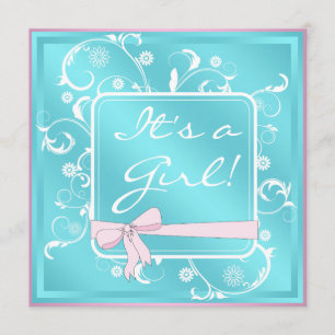 Invitation Cartons d'invitation pour Baby Shower Fille Rose T