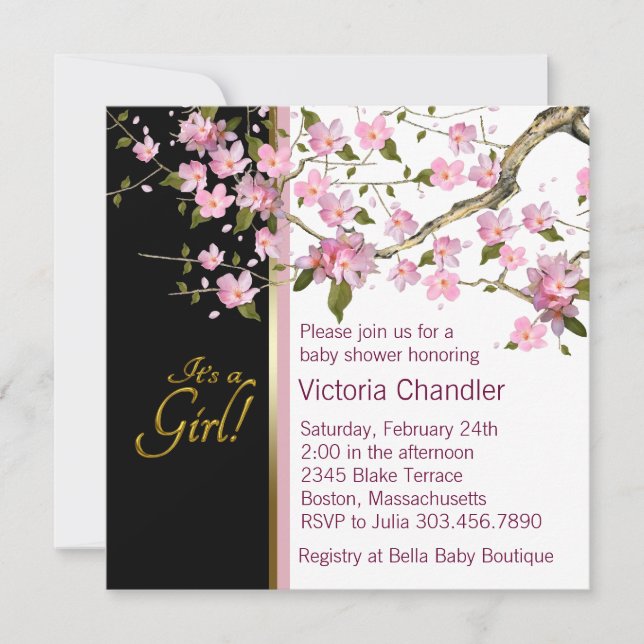 Invitation Cartons d'invitation pour Baby Shower Fleur de Cer (Devant)