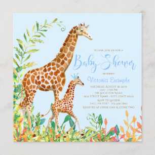 Invitation Cartons d'invitation pour Baby Shower Garçon Giraf