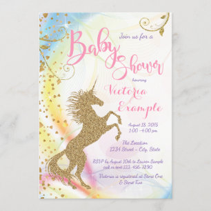 Invitation Cartons d'invitation pour Baby Shower Licorne