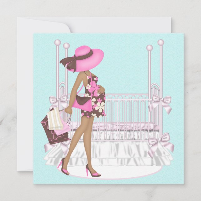 Invitation Cartons d'invitation pour Baby Shower Rose Marron  (Devant)