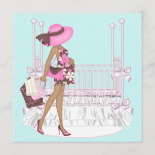 Invitation Cartons d'invitation pour Baby Shower Rose Marron