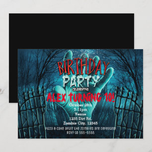 Invitation Cartons d'invitation pour fête d'anniversaire zomb