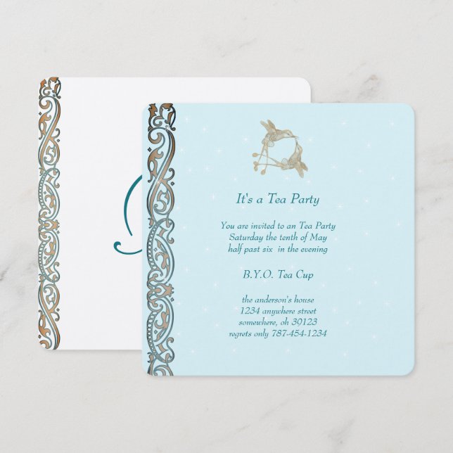 Invitation Cartons d'invitation pour la fête du thé sur le th (Devant / Derrière)
