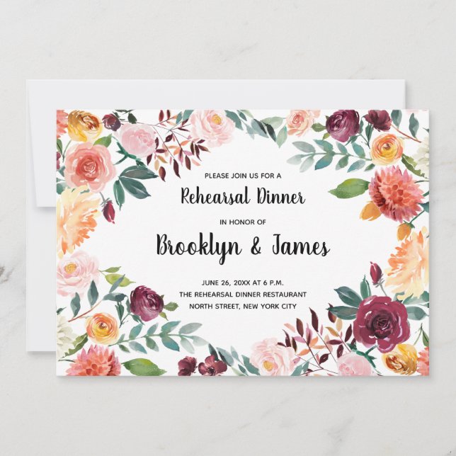 Invitation Cartons d'invitation pour la répétition de mariage (Devant)