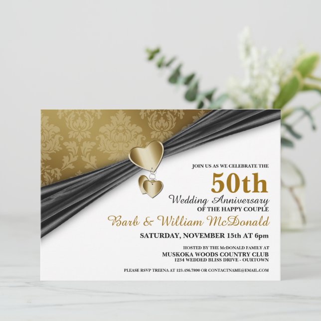 Invitation Cartons d'invitation pour le 50e anniversaire Gold (Debout devant)