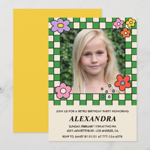 Invitation Cartons d'invitation pour les 10 ans Fleurs rétro