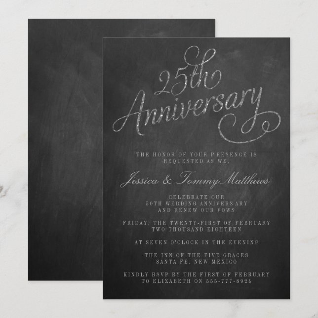 Invitation Cartons d'invitation pour les 25 ans de mariage (Devant / Derrière)