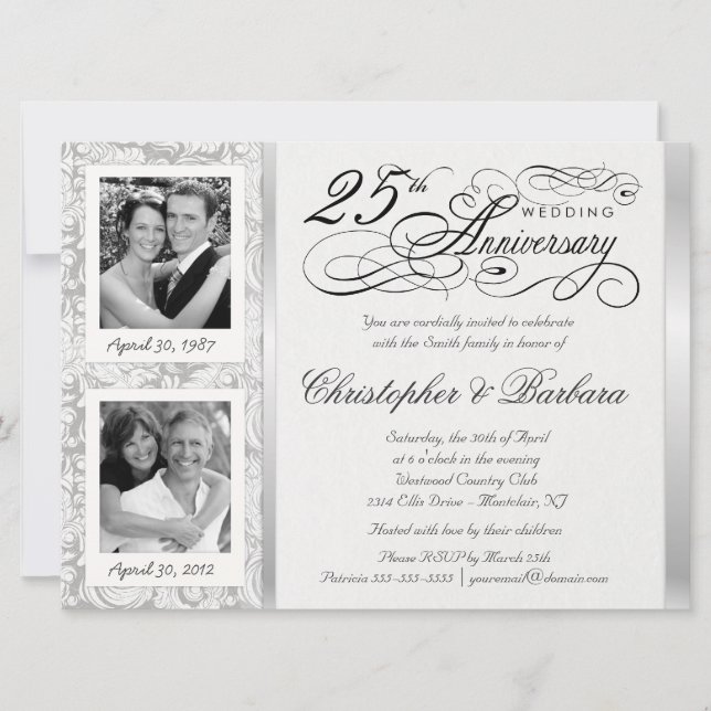 Invitation Cartons d'invitation pour les 25 ans de mariage -  (Devant)