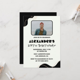 Invitation Cartons d'invitation pour les 25 ans Hommes Noir S