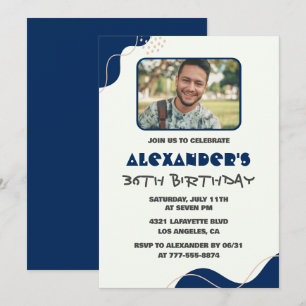 Invitation Cartons d'invitation pour les 36 ans Hommes Navy S