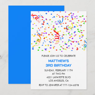 Invitation Cartons d'invitation pour les 3 ans Confetti Arc-e