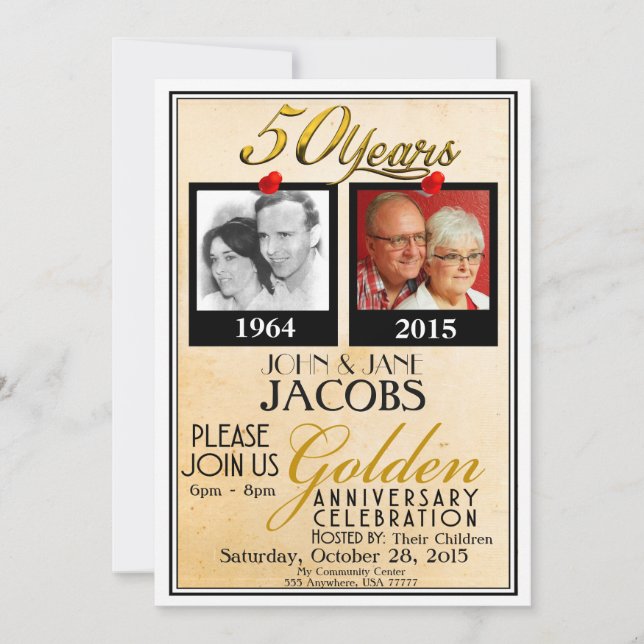 Invitation Cartons d'invitation pour les 50 ans de mariage (Devant)