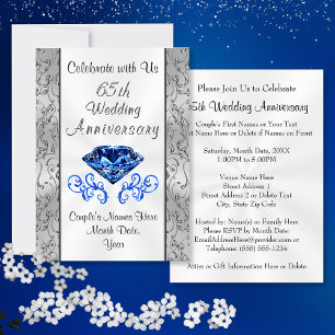 Invitation Cartons d'invitation pour les 65 ans de mariage de